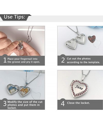 Love Heart Birthstones Locket Necklace Holds Pictures Paved Blue Red White CZ Rose Gold Living Memory Photo Lockets June $7.7...