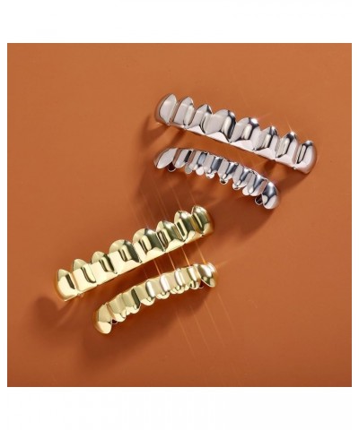 Gold Grills for Your Teeth Men Silver Grillz Gold Teeth 8 Teeth Grillz for Women 18K Gold Plated Polished Rugged Hip Hop Gril...