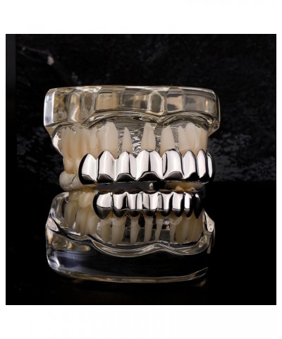 Gold Grills for Your Teeth Men Silver Grillz Gold Teeth 8 Teeth Grillz for Women 18K Gold Plated Polished Rugged Hip Hop Gril...