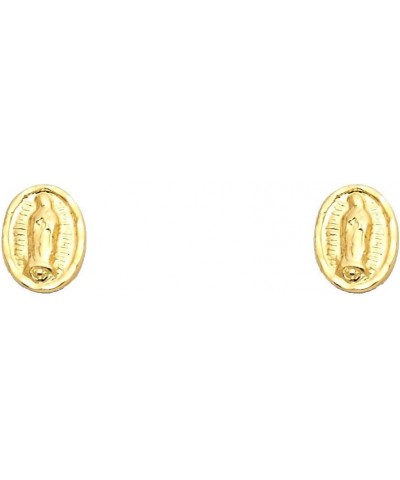 14k REAL Yellow Gold Our Lady of Guadalupe Stud Earrings with Screw Back $26.84 Earrings