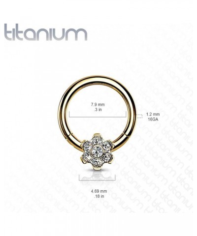 16 Gauge Implant Grade Titanium Hinged Segment Hoop Rings with CZ Flower Clear - 16GA (1.2mm) 5/16" (8mm) $12.50 Body Jewelry