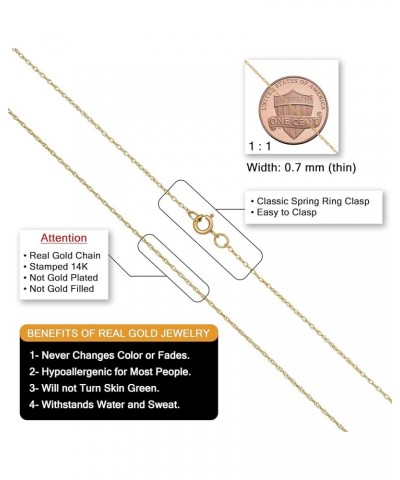 Real 14k Yellow Gold Rope Chain Pendant Necklace for Women (0.7 mm, 0.9 mm, 1 mm, 1.3 mm, or 1.5 mm) 20 inch 0.7 mm wide $69....