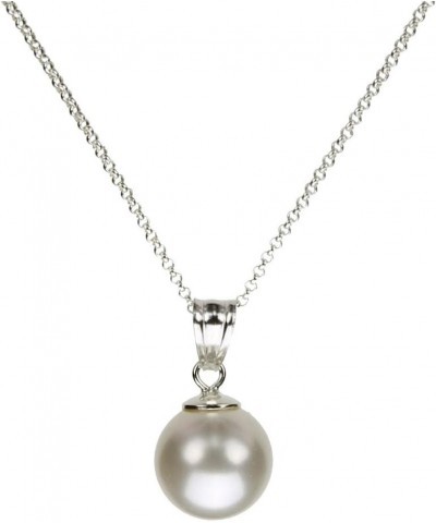 Sterling Silver Cable Chain Necklace 10mm Crystal Simulated Pearl Pendant 16 inches $8.79 Others