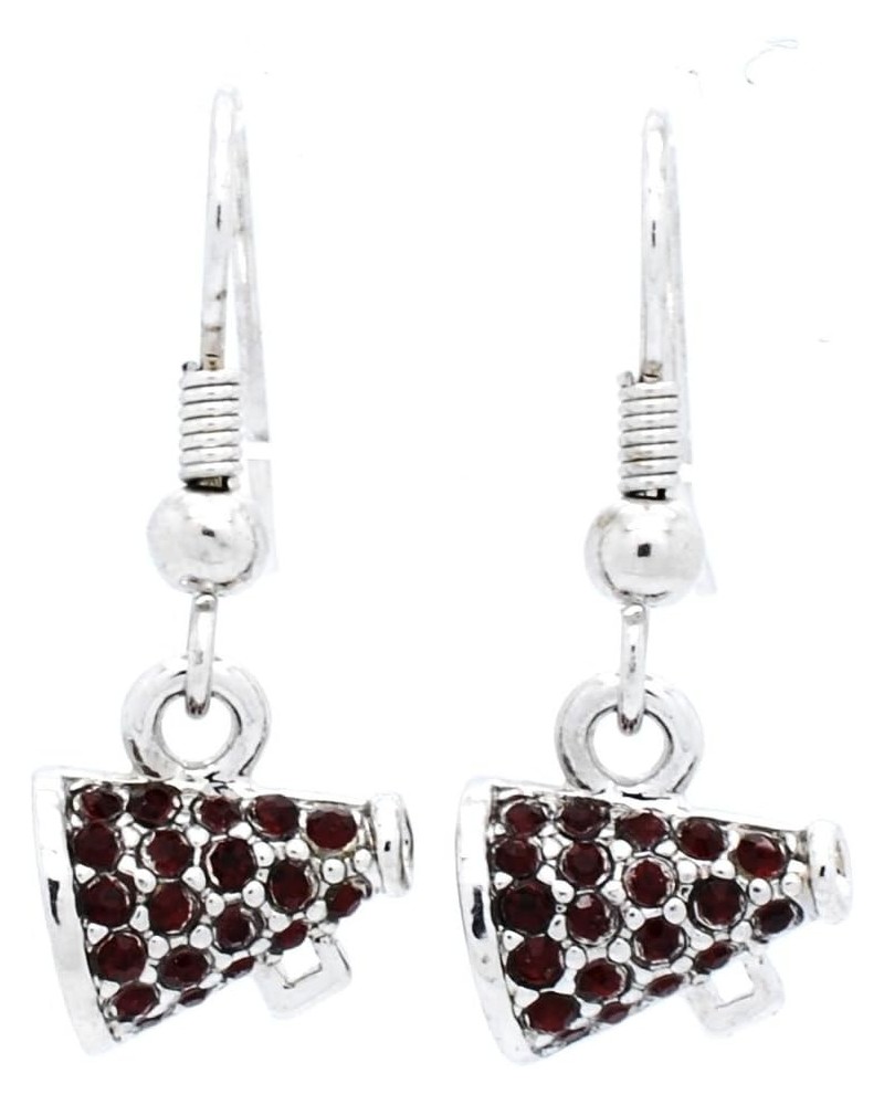 MEGAPHONE EARRINGS - DANGLE - CHEER EARRINGS MAROON $11.59 Earrings