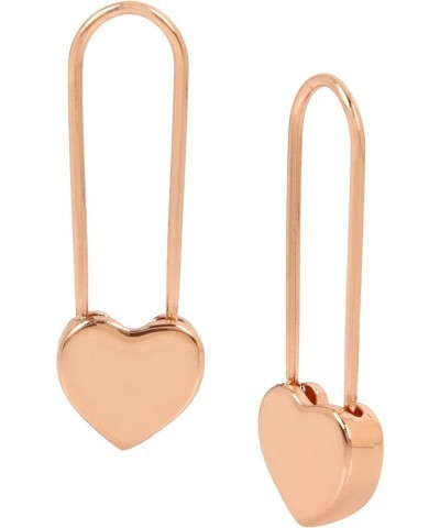 Rose Gold Heart Safety Pin Earrings $12.96 Earrings