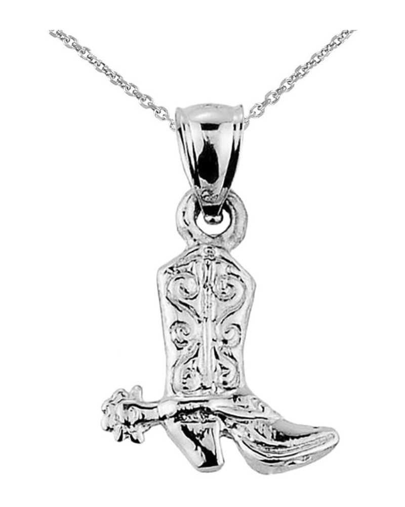 Textured Sterling Silver Western Cowboy Boot Charm Pendant Necklace 16.0 Inches $18.47 Necklaces