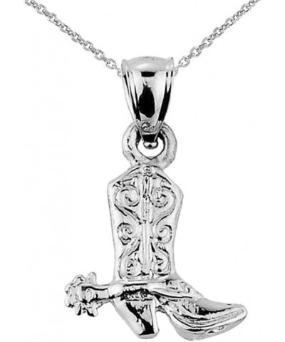 Textured Sterling Silver Western Cowboy Boot Charm Pendant Necklace 16.0 Inches $18.47 Necklaces