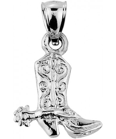 Textured Sterling Silver Western Cowboy Boot Charm Pendant Necklace 16.0 Inches $18.47 Necklaces