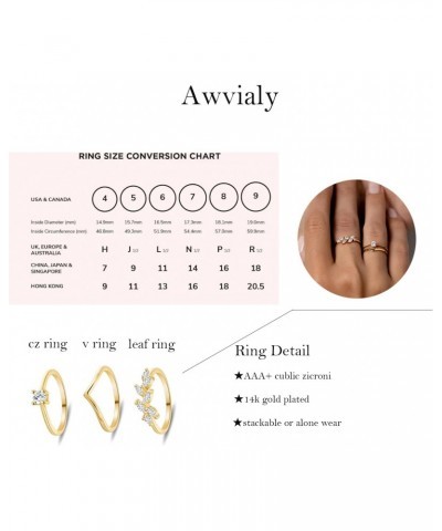 Stackable Gold Rings for Women, Dainty 14K Gold Plated Cubic Zirconia Stacking Rings Cute Thin Gold Ring Set Simple Wedding R...