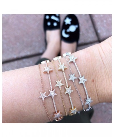 Geometric Cz Star Bar Link Chain Bracelet Bangle For Women Girl Christmas Lovely Gift Cubic Zirconia Charming Style Gold-colo...