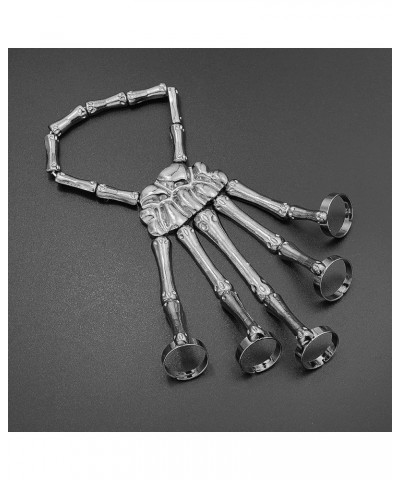 Halloween Skull Ring Bracelet Gothic Punk Skeleton Hand Bangle for Men Women Black $9.17 Bracelets