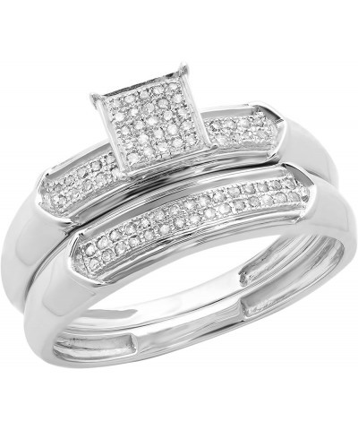 Round White Diamond Square Head Wedding Ring Set for Women (0.25 ctw, Color I-J, Clarity I2-I3) in 925 Sterling Silver 4 Ster...