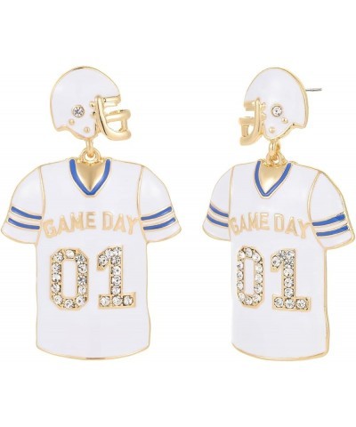 Football Dangle Earrings for Women | 'I Love Football' Cutout Heart Earrings | Game Day Jersey Earring | 'LOVE' with Helmet C...