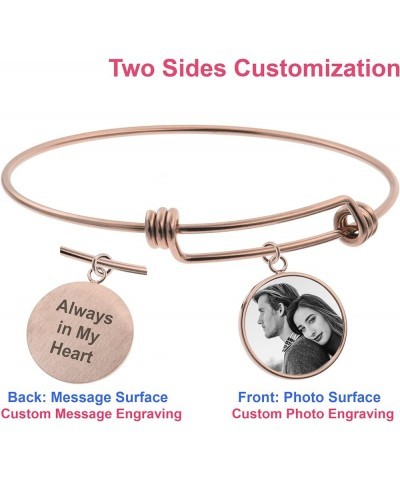 Love You to The Moon and Back Personalized Fingerprint Photo Engrave Dangle Charm Adjustable Wire Bangle Bracelet Inspiration...