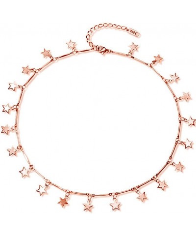 Stainless Steel Luck Stars Dainty Choker Necklace Rose Gold $7.64 Necklaces