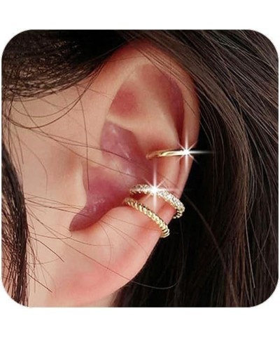 Ear Cuff Earrings for Women Cubic Zirconia Hoop Huggie Ear Cuffs for Women Non Piercing for Girls A-Gold $8.84 Earrings