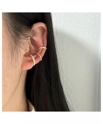 Ear Cuff Earrings for Women Cubic Zirconia Hoop Huggie Ear Cuffs for Women Non Piercing for Girls A-Gold $8.84 Earrings