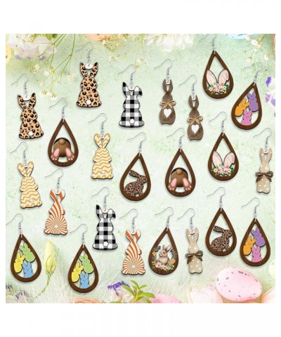 12 Pairs Easter Earrings for Women Acrylic Wooden Bunny Rabbit Earrings Easter Eggs Drop Dangle Earrings for Women Girls Jewe...