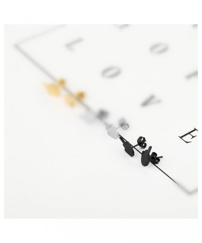 Tiny Finger Studs Earrings for Mens and Womens Unisex Punk Alloy Silver Finger Stud Earrings 1 pair Black $6.14 Earrings