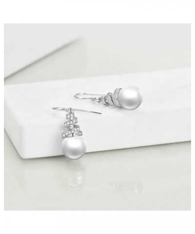 Pearl Earrings for Women 925 Sterling Silver Irish Celtic Knot Drop Dangle Earrings Leverback Jewelry Gifts (silver) Spiral p...