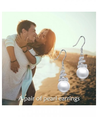 Pearl Earrings for Women 925 Sterling Silver Irish Celtic Knot Drop Dangle Earrings Leverback Jewelry Gifts (silver) Spiral p...