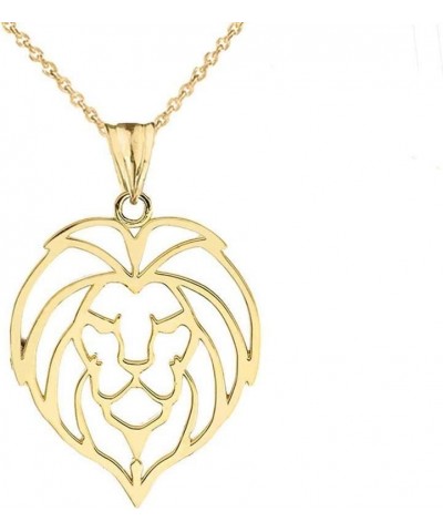 Fine 10k Yellow Gold Lion Head Outline Charm Pendant Necklace 18 Inches $82.79 Necklaces