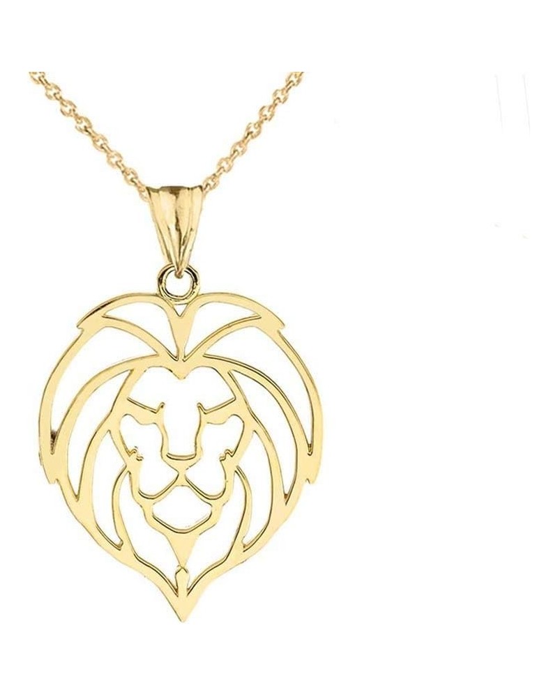 Fine 10k Yellow Gold Lion Head Outline Charm Pendant Necklace 18 Inches $82.79 Necklaces