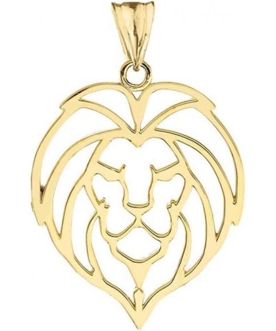 Fine 10k Yellow Gold Lion Head Outline Charm Pendant Necklace 18 Inches $82.79 Necklaces