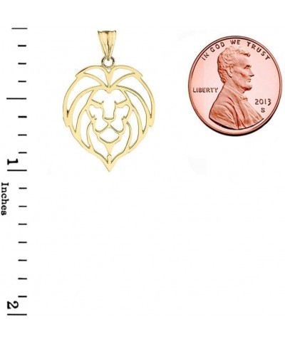 Fine 10k Yellow Gold Lion Head Outline Charm Pendant Necklace 18 Inches $82.79 Necklaces