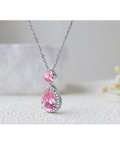 Crystal Zircon Pendant Necklace Plated 18k Gold Teardrop Oval Pear Gemstone Birthstone Jewelry Set Gift for Wife Mom Daughter...