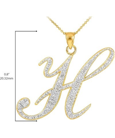 14K Yellow Gold Diamond Accented Dangling Cursive Initial A-Z Charm 4/5" Pendant Necklace (J-K Color, I1-I2 Clarity) - Choice...