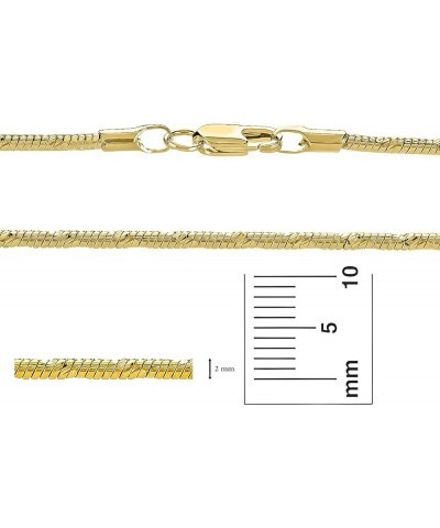 2mm Diamond-Cut 14k Yellow Gold Plated Round Snake Chain Necklace 22.0 Inches $30.73 Necklaces