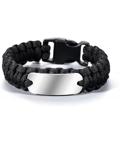 MZZJ Medical Alert ID Bracelet Brushed Stainless Steel ID Tag Durable Braided Paracord Survival Bracelet for Men,Emergency Br...