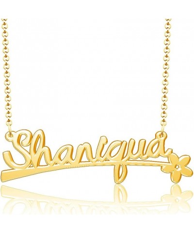 24k Gold Plated Flower Personalized Nameplate Custom Name Necklace Shaniqua $12.65 Necklaces