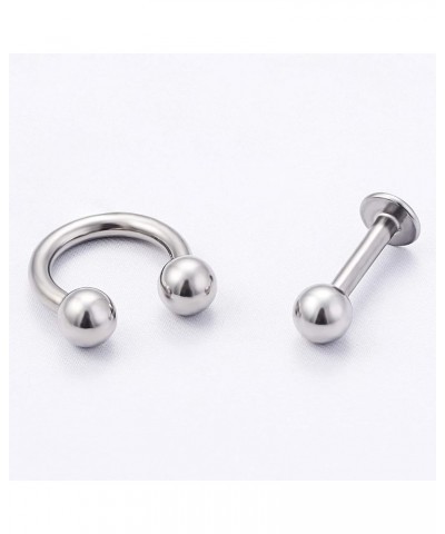 24PCS 14G Surgical Steel Horseshoe Lip Lbret Rings Hoop Cartilage Tragus Helix Earring Piercing Jewelry for Women Men 8mm 10m...