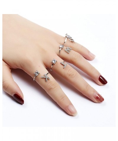 Initial Knuckle Rings and Brooch Pin Silver Crystal 26 A-Z Letter Alphabet Adjustable Ring for Women Girl jewelry D $5.39 Bro...