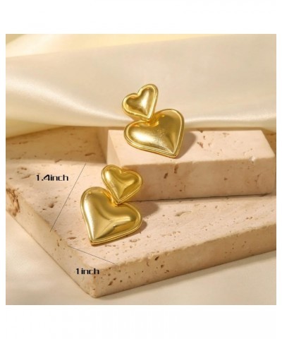 Heart Earring Flower Earring Water Drop Earring Geometric Earring Gold Studs Gold Heart Earrings for Women 3 Gold alloy $8.09...