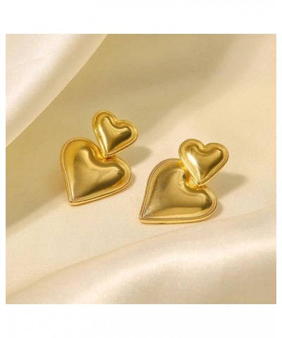 Heart Earring Flower Earring Water Drop Earring Geometric Earring Gold Studs Gold Heart Earrings for Women 3 Gold alloy $8.09...