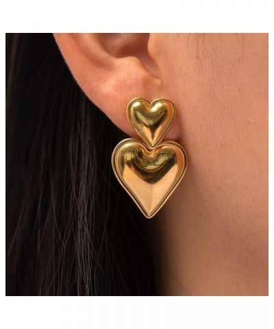 Heart Earring Flower Earring Water Drop Earring Geometric Earring Gold Studs Gold Heart Earrings for Women 3 Gold alloy $8.09...