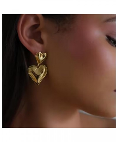 Heart Earring Flower Earring Water Drop Earring Geometric Earring Gold Studs Gold Heart Earrings for Women 3 Gold alloy $8.09...