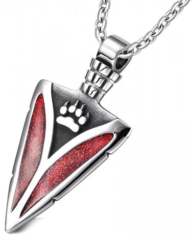 Wolf Gifts for Men or Women - Cool Paw Arrowhead Necklace - Unique Protection Powers Amulet Tooth Pendant Sparkling Royal Red...