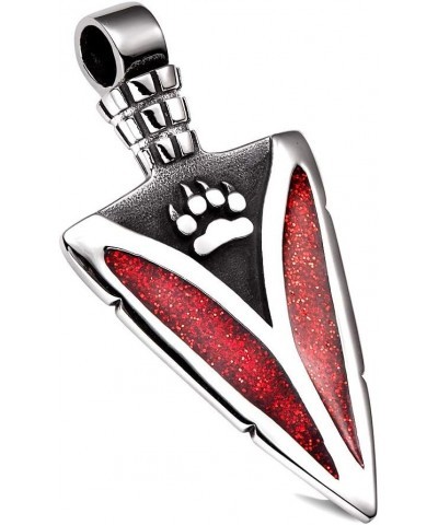 Wolf Gifts for Men or Women - Cool Paw Arrowhead Necklace - Unique Protection Powers Amulet Tooth Pendant Sparkling Royal Red...