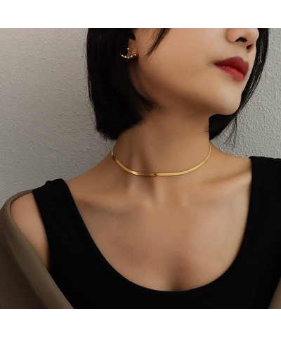 Jewelry Gold Chain Necklace Women, Herringbone Necklace for Women, Gold Necklaces for Women, Snake Chain, Titanium Steel Non-...