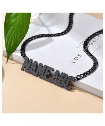 Name Necklace Personalized,Stainless Steel/Black/Gold Figaro Chain/Cuban Chain with Name Customized,Custom Nameplate Pendant ...