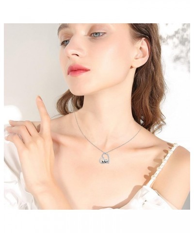 Heart Necklaces S925 Sterling Silver Heart Necklace Dainty Heart Jewelry Gifts for Women Girls 05-Panda $19.24 Necklaces