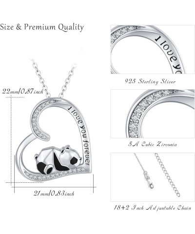 Heart Necklaces S925 Sterling Silver Heart Necklace Dainty Heart Jewelry Gifts for Women Girls 05-Panda $19.24 Necklaces