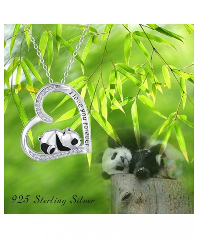 Heart Necklaces S925 Sterling Silver Heart Necklace Dainty Heart Jewelry Gifts for Women Girls 05-Panda $19.24 Necklaces