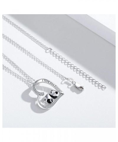 Heart Necklaces S925 Sterling Silver Heart Necklace Dainty Heart Jewelry Gifts for Women Girls 05-Panda $19.24 Necklaces