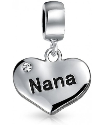 Engrave Word Nana Grandma God Mother BFF Word Heart Shape Puzzle Two Piece Split Dangle Bead Charm For Grandmother Crystal Ac...