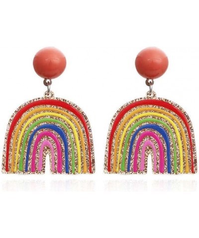 Rainbow Dangle Earrings for Women, Girls, Teens, and Young Adults. Super Cute Glitter Rainbow Earrings. Rainbow and Gold Glit...